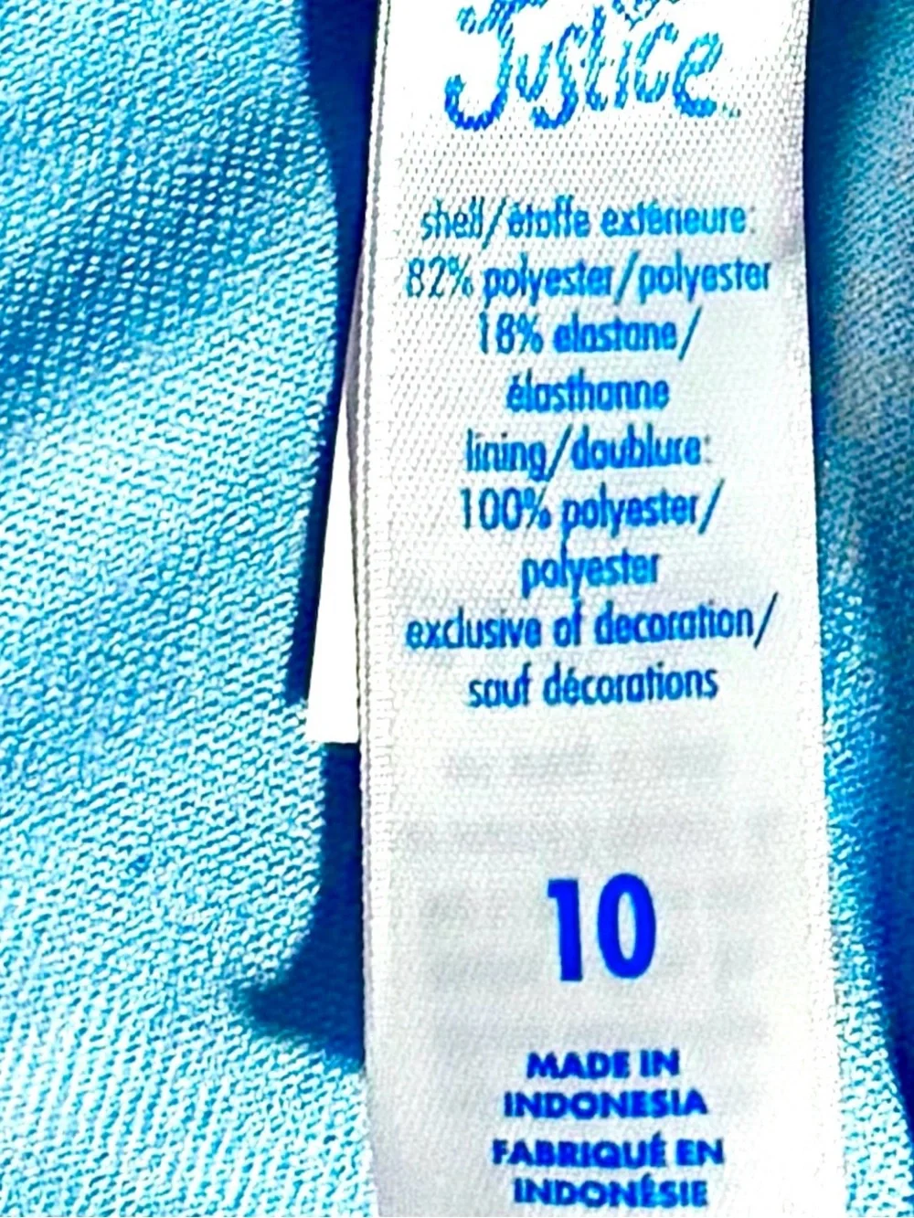 Justice Girls Swimsuit Metallic Blue Mermaid One‑Shoulder Size 10 EUC
